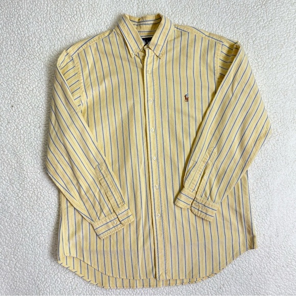 Vintage Ralph Lauren Striped 
Cotton Button Down Long Sleeve - Picture 1 of 9